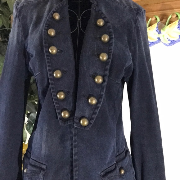 FREE PEOPLE navy Military Jacket. - Picture 2 of 4
